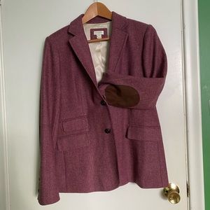 Jcrew 14 pink tweed herringbone elbow patch blazer